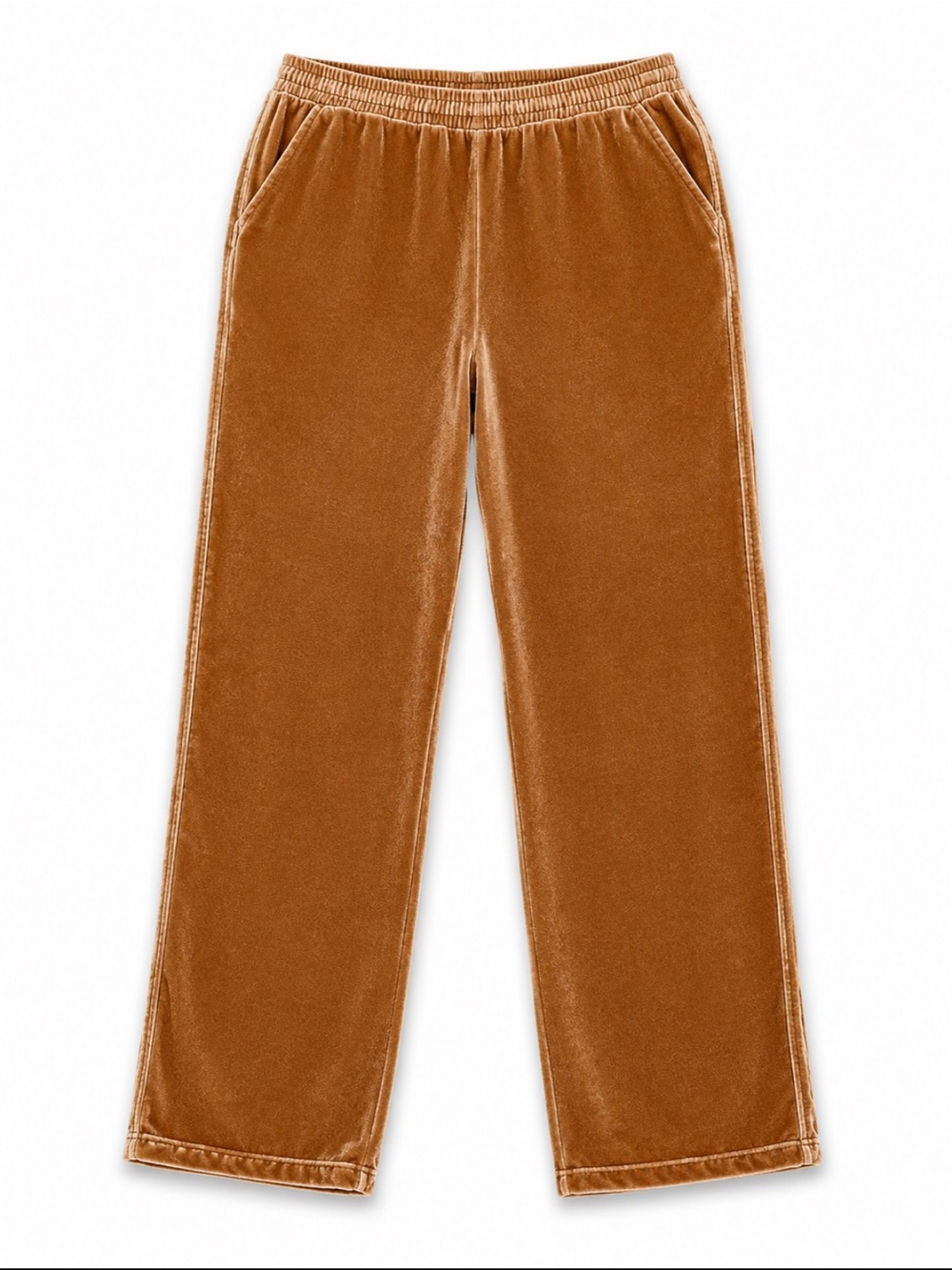 Madewell Caramel Crushed Velvet Wide Leg Pull-On Pants M